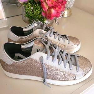 NEW P4448 rose gold glitter sneakers size 8.5